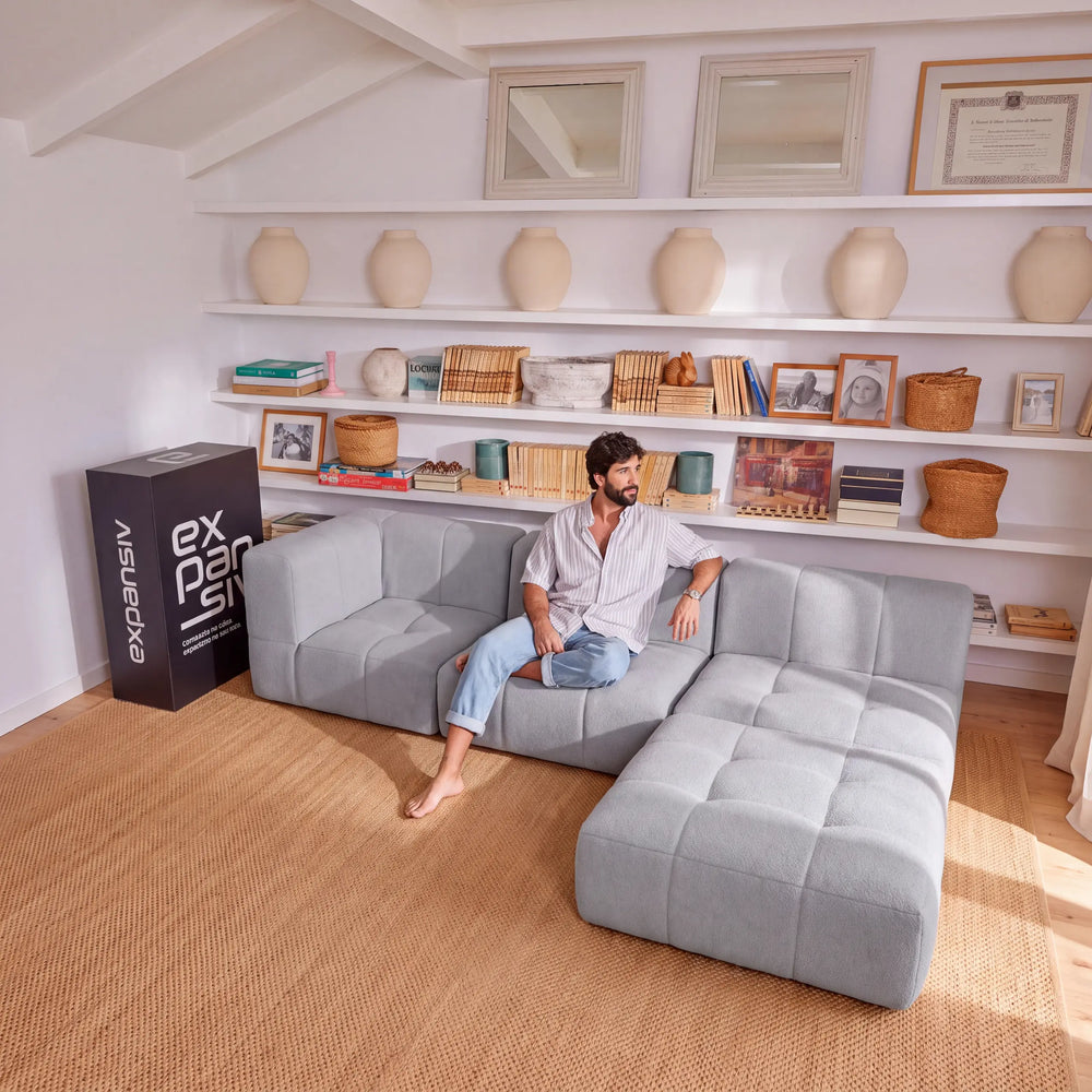 Sofá Modular na Caixa Puzzle – Bouclé Cinza - foto 3