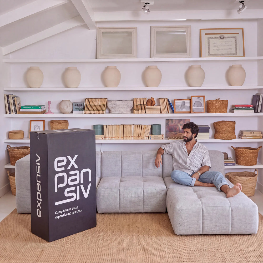 Sofá Modular na Caixa Puzzle – Bouclé Cinza - foto 4