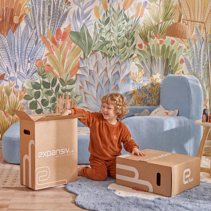 Cama Montessoriana Solteiro – Bouclé Azul Claro - imagem 4