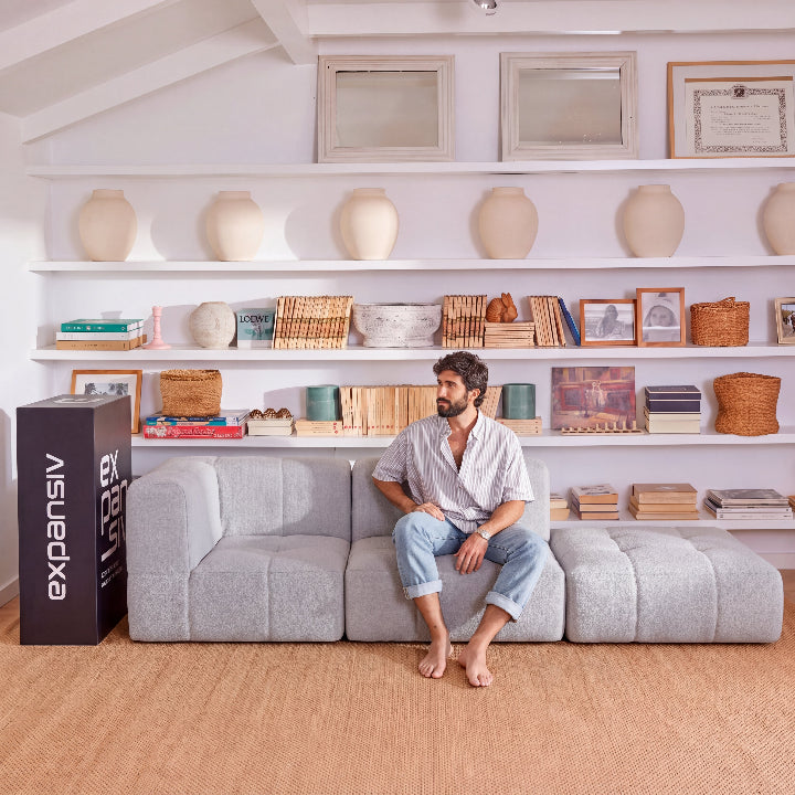 Sofá Modular 3 Lugares na Caixa Puzzle – Bouclé Cinza - imagem 6