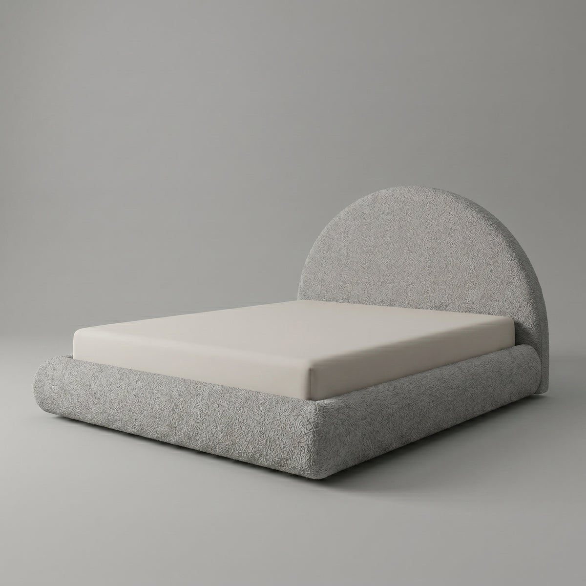 Cama na Caixa Casal – Bouclé Cinza