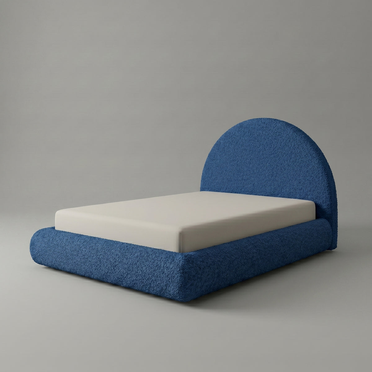 Cama na Caixa Solteiro – Bouclé Azul Marinho
