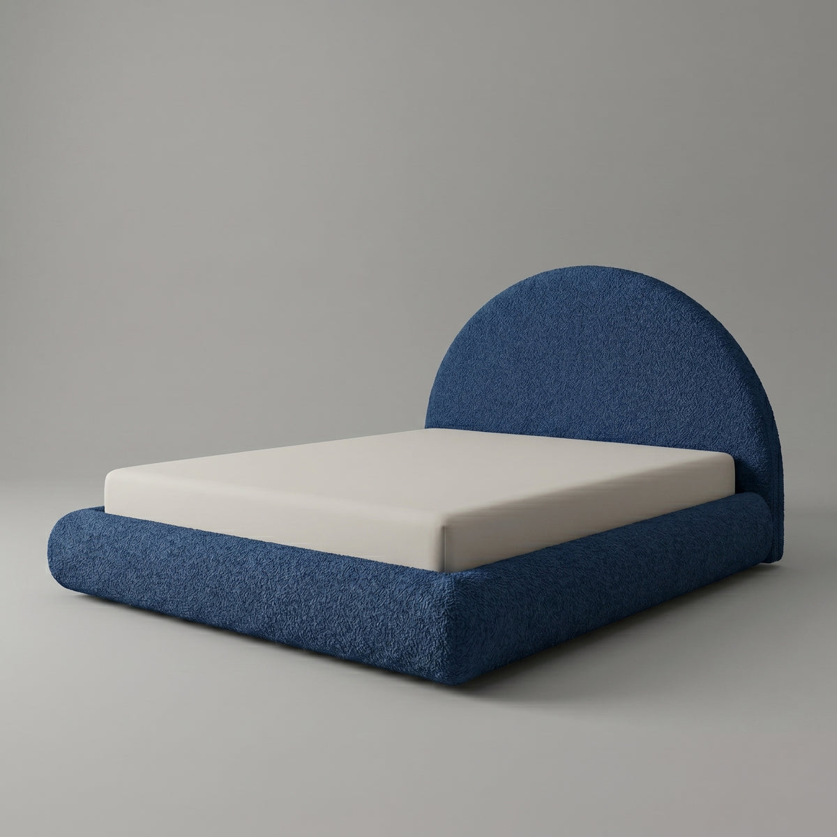 Cama na Caixa Casal – Bouclé Azul Marinho