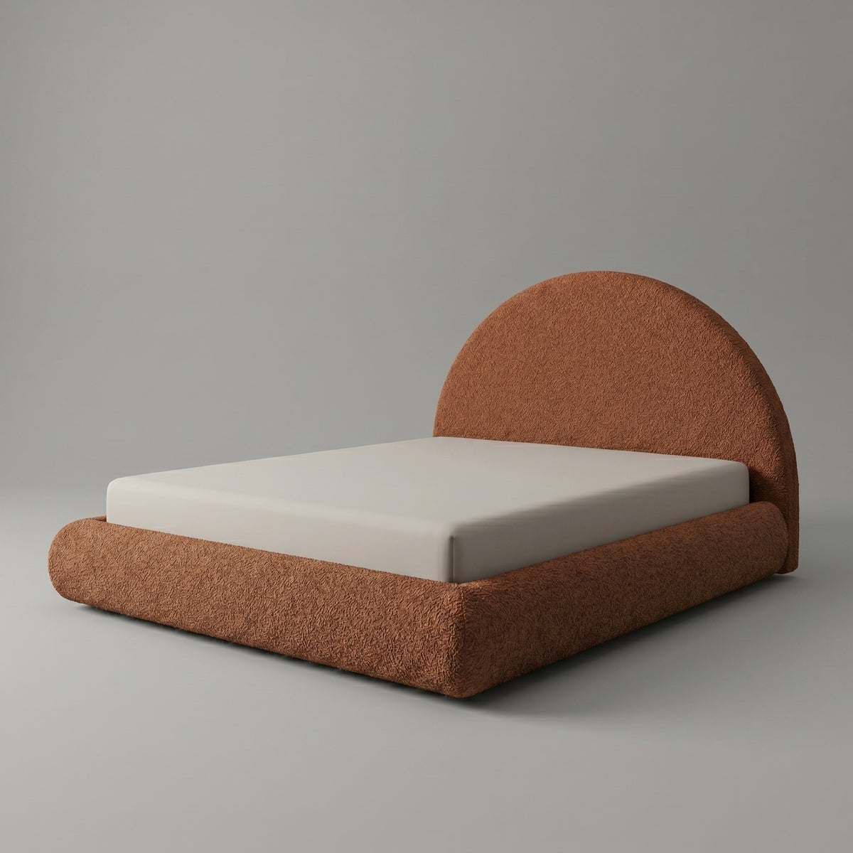 Cama na Caixa Casal – Bouclé Terracota