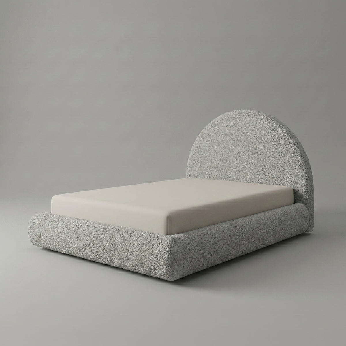 Cama na Caixa Solteiro – Bouclé Cinza