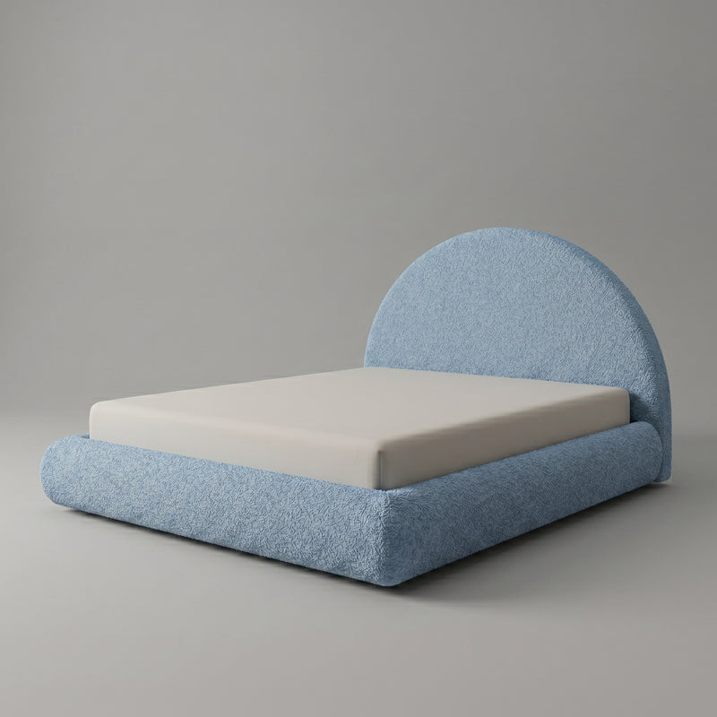 Cama na Caixa Casal – Bouclé Azul Claro