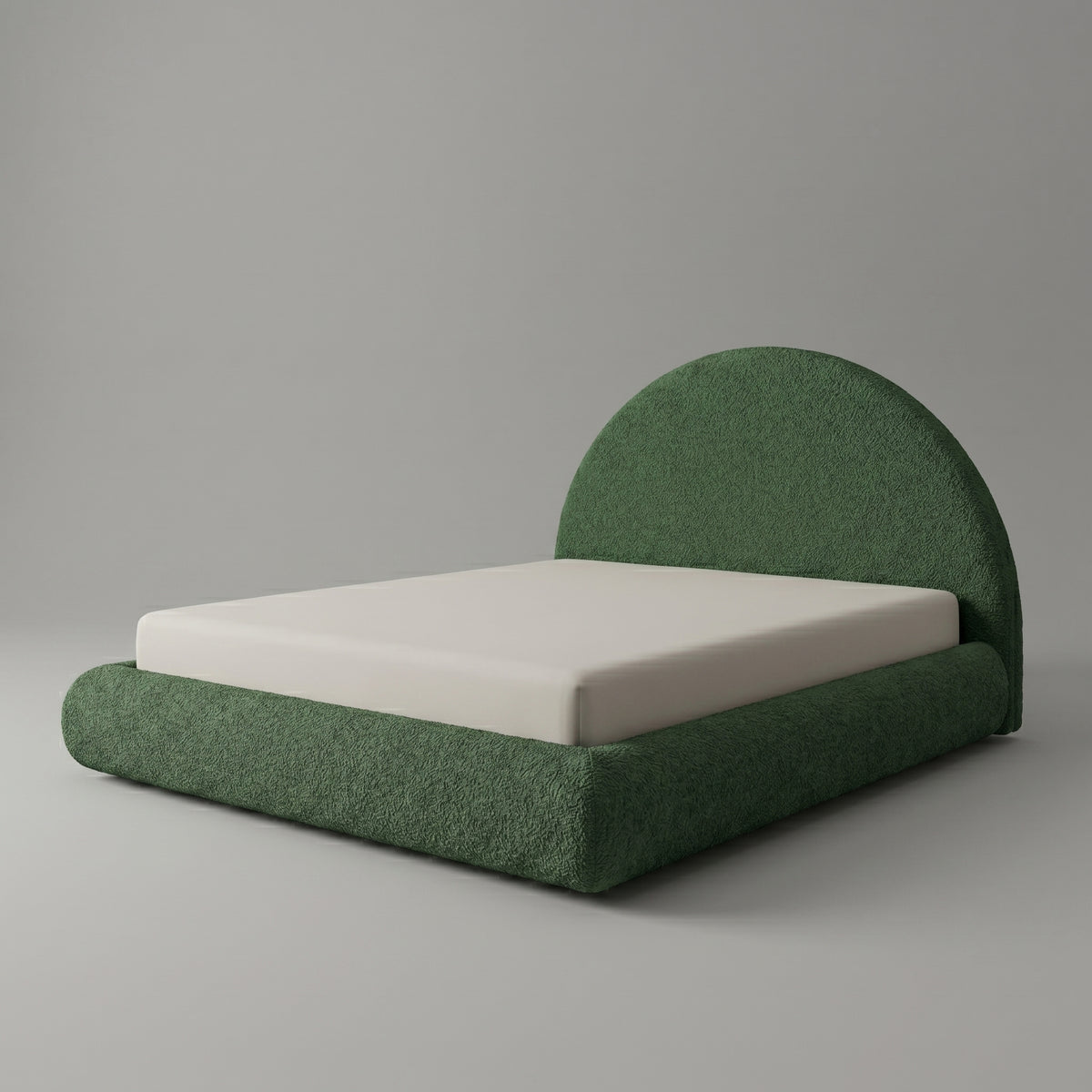 Cama na Caixa Casal – Bouclé Verde Musgo