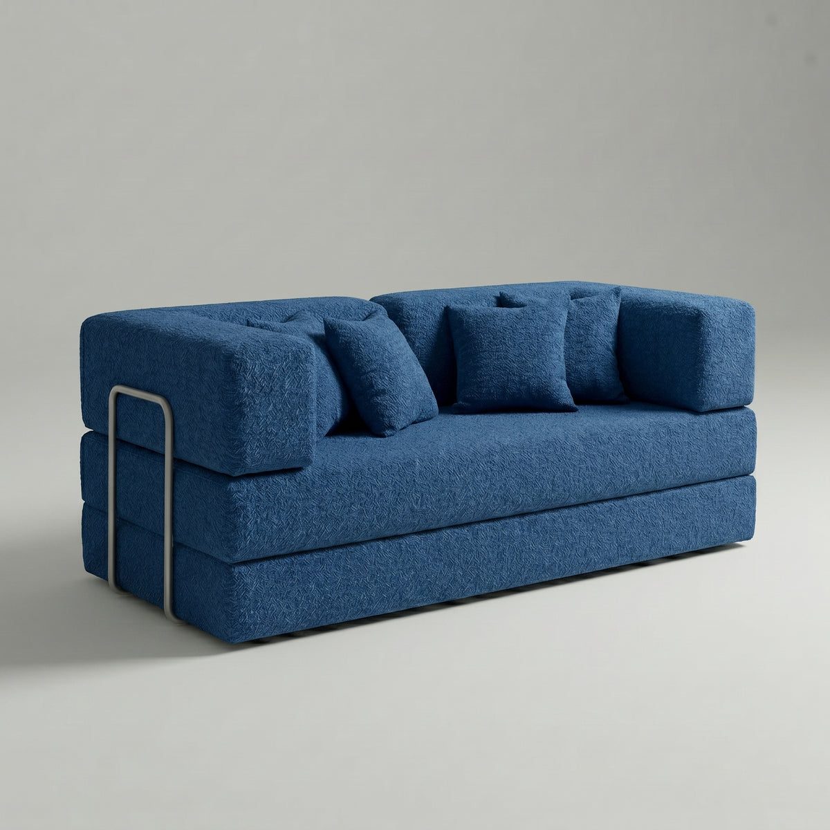 Sofá Cama Flux – Bouclé Azul Marinho