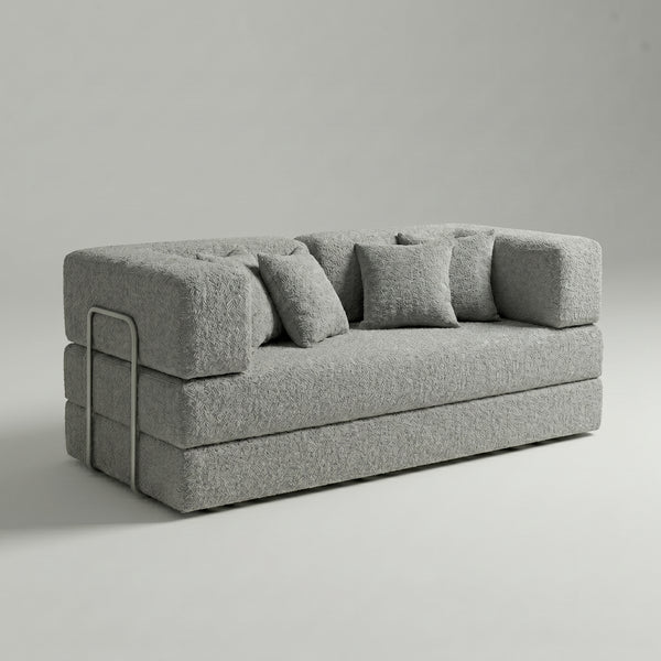 Sofá Cama Flux – Bouclé Cinza