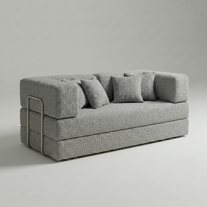 Sofá Cama Flux – Bouclé Cinza