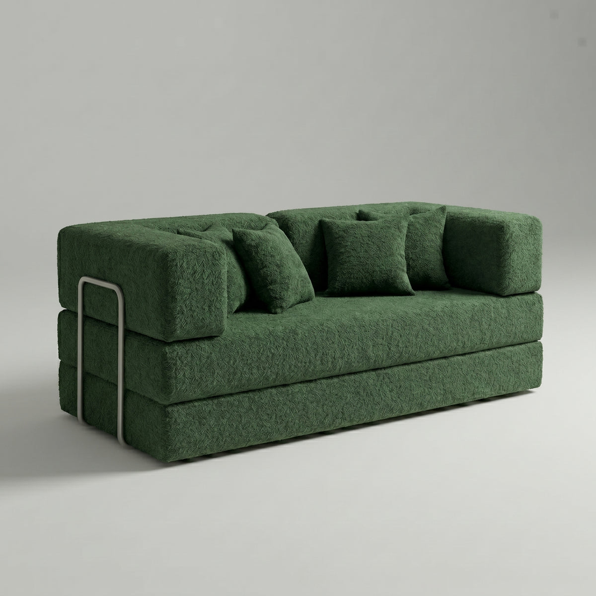 Sofá Cama Flux – Bouclé Verde Musgo