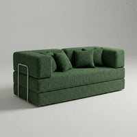 Sofá Cama Flux – Bouclé Verde Musgo