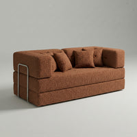 Sofá Cama Flux – Bouclé Terracota