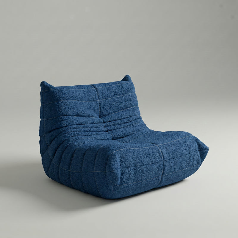 Poltrona na Caixa Mood – Bouclé Azul Marinho