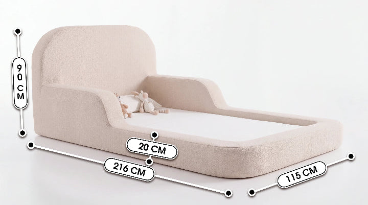 Medidas de Cama Montessoriana Solteiro – Bouclé Azul Claro
