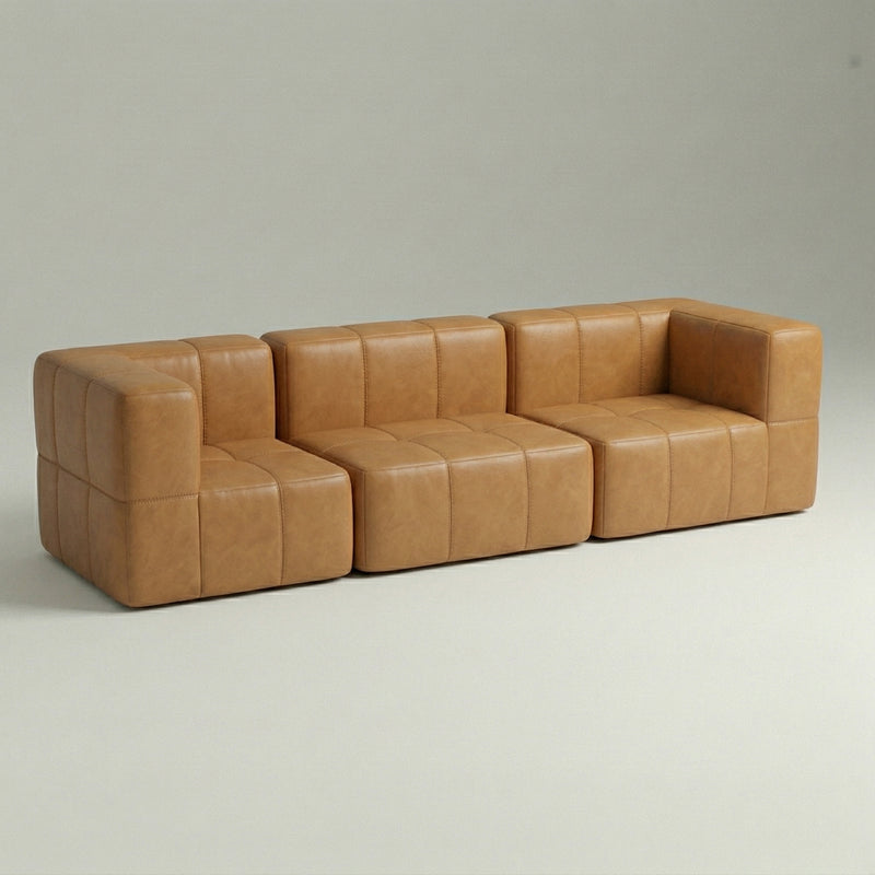 Sofá Modular 3 Lugares – Poli-Couro Caramelo