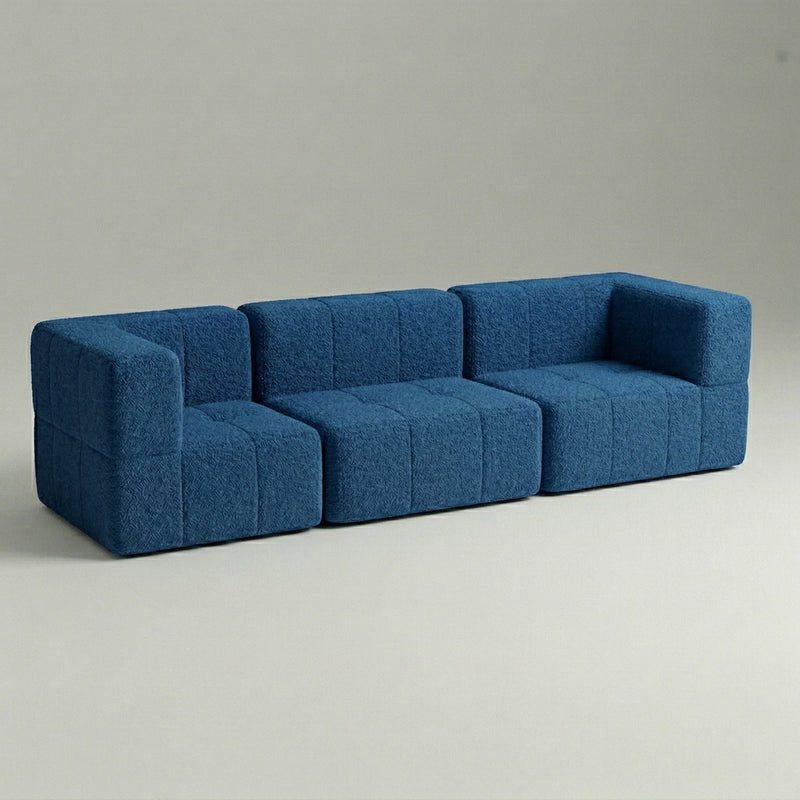 Sofá Modular 3 Lugares – Bouclé Azul Marinho
