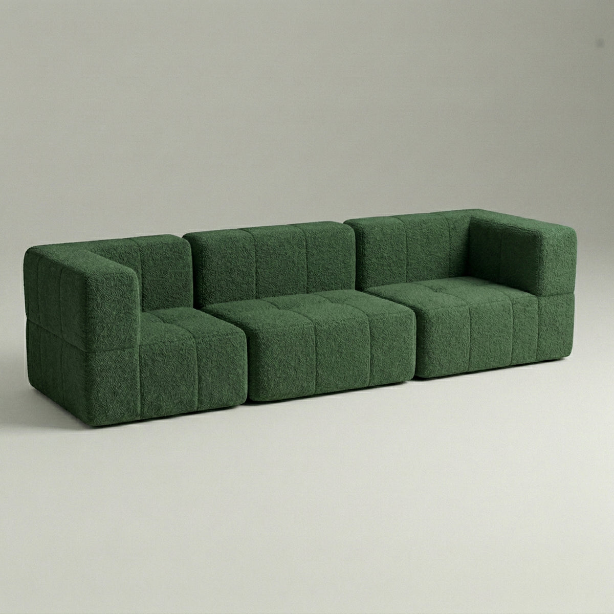 Sofá Modular 3 Lugares – Bouclé Verde Musgo