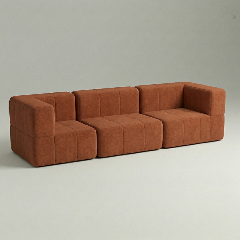 Sofá Modular 3 Lugares – Bouclé Terracota