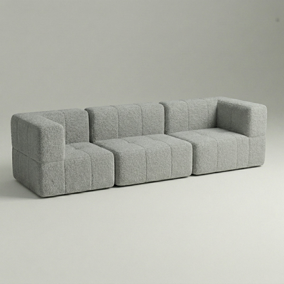 Sofá Modular 3 Lugares – Bouclé Cinza
