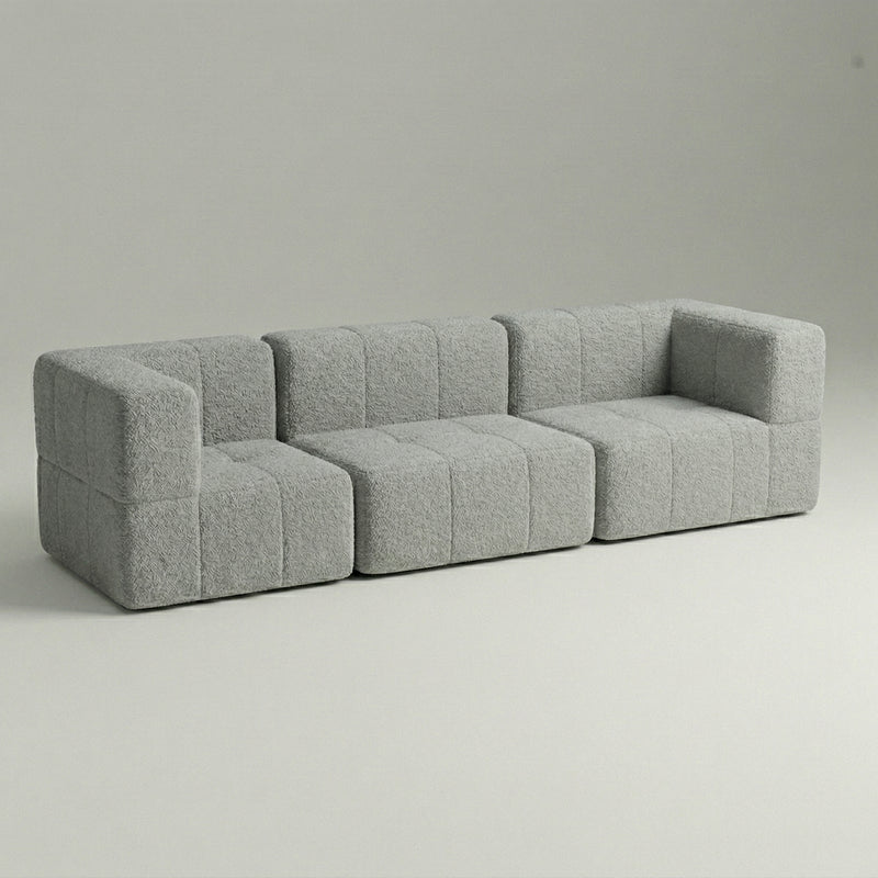 Sofá Modular 3 Lugares – Bouclé Cinza