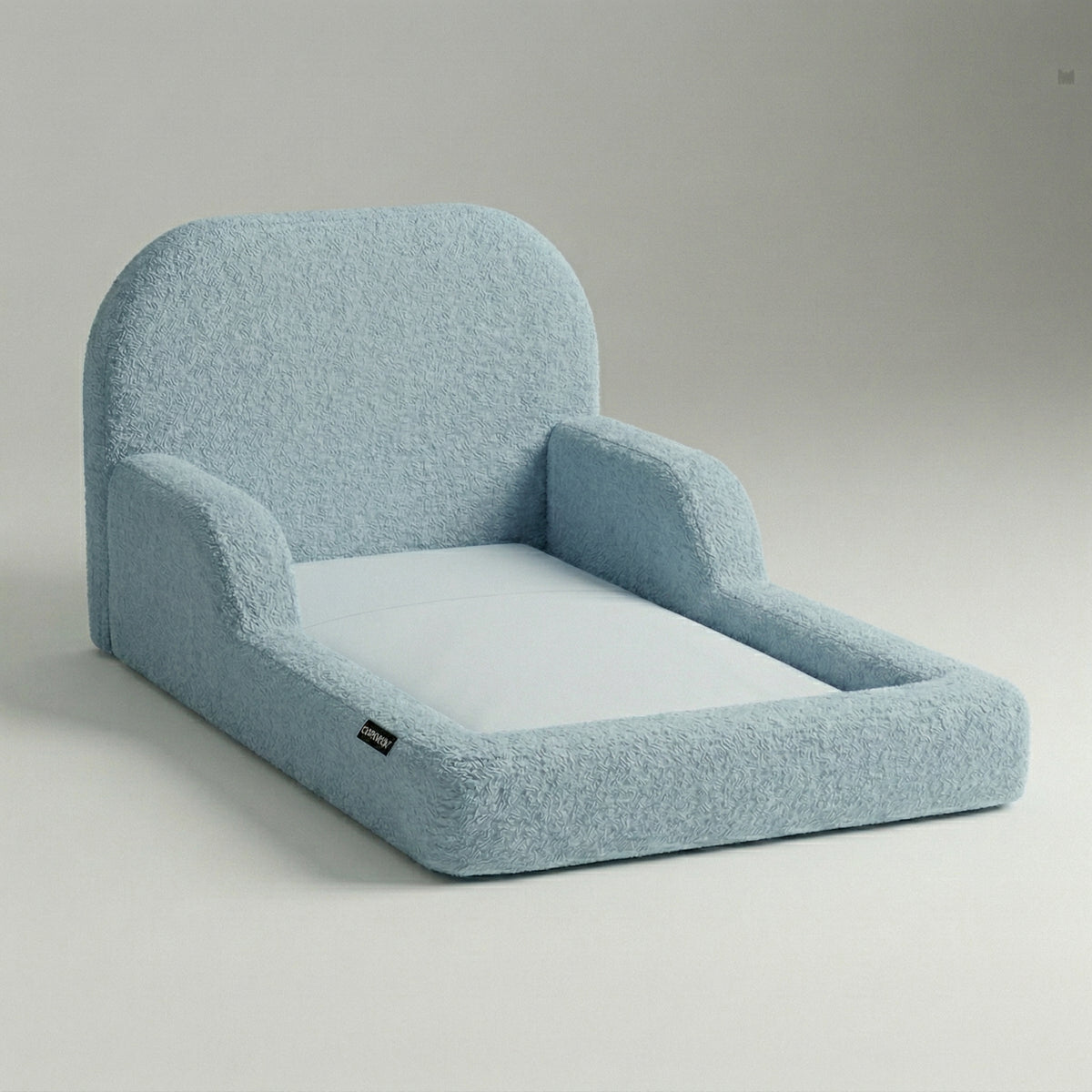Cama Montessoriana Solteiro – Bouclé Azul Claro