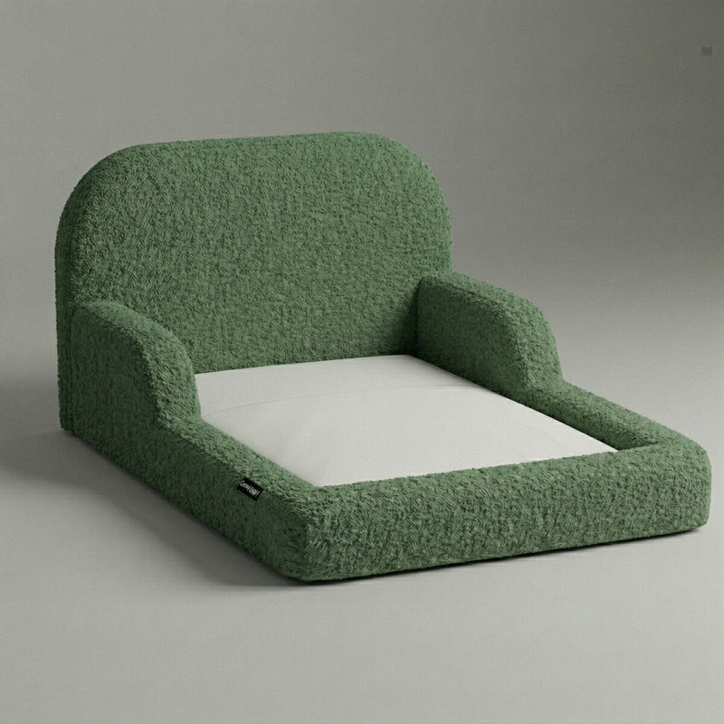 Cama Montessoriana Casal – Bouclé Verde Musgo