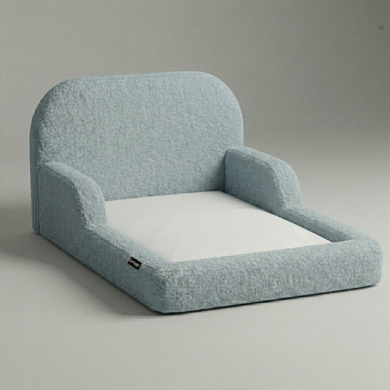 Cama Montessoriana Casal – Bouclé Azul Claro