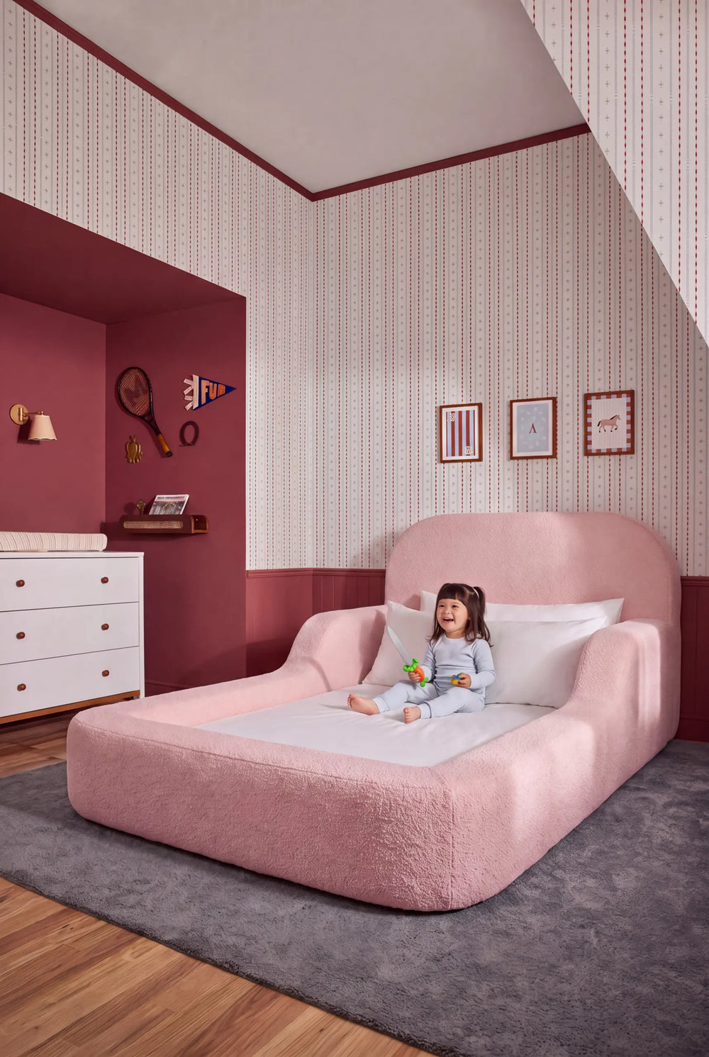 Cama Montessoriana Solteiro – Bouclé Rosa - foto 5