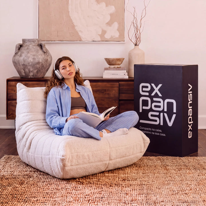 Poltrona na Caixa Mood – Bouclé Linho