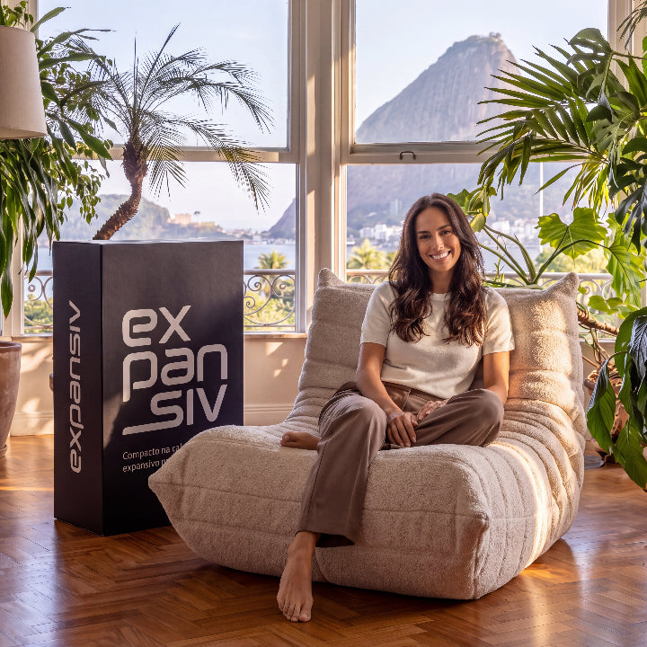 Poltrona na Caixa Mood – Bouclé Linho