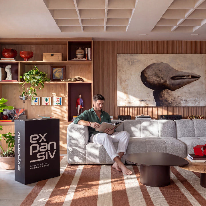 Sofá Modular 4 Lugares na Caixa Puzzle – Bouclé Cinza - imagem 8