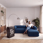 Sofá Cama Casal Flow 2 Lugares na Caixa – Bouclé Azul Marinho