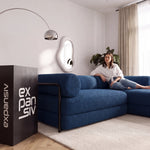 Sofá Cama Casal Flow 2 Lugares na Caixa – Bouclé Azul Marinho - foto 6