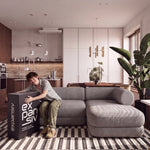 Sofá Cama Casal Flow 2 Lugares na Caixa – Bouclé Cinza - foto 5