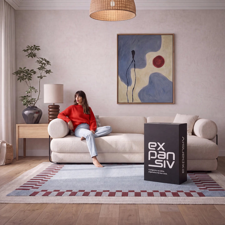 Sofá Cama Casal Flow 2 Lugares na Caixa – Bouclé Linho