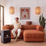 Sofá Cama Casal Flow 2 Lugares na Caixa – Bouclé Terracota