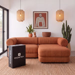 Sofá Cama Casal Flow 2 Lugares na Caixa – Bouclé Terracota - foto 2