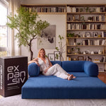 Sofá Cama Casal Flux 2 Lugares na Caixa – Bouclé Azul Marinho - foto 3