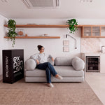Sofá Cama Casal Flux 2 Lugares na Caixa – Bouclé Cinza