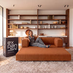 Sofá Cama Casal Flux 2 Lugares na Caixa – Bouclé Terracota - foto 3