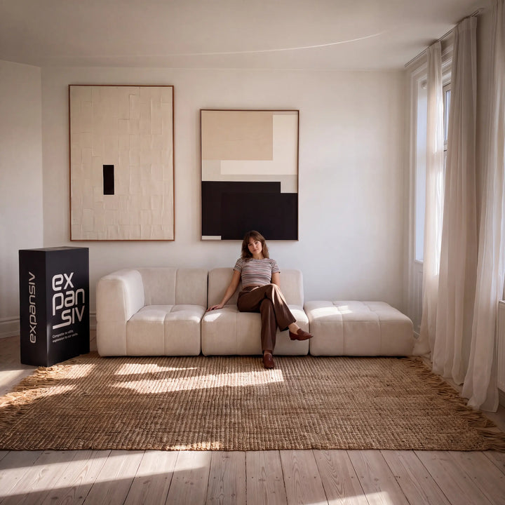 Sofá Modular na Caixa Puzzle – Bouclé Linho